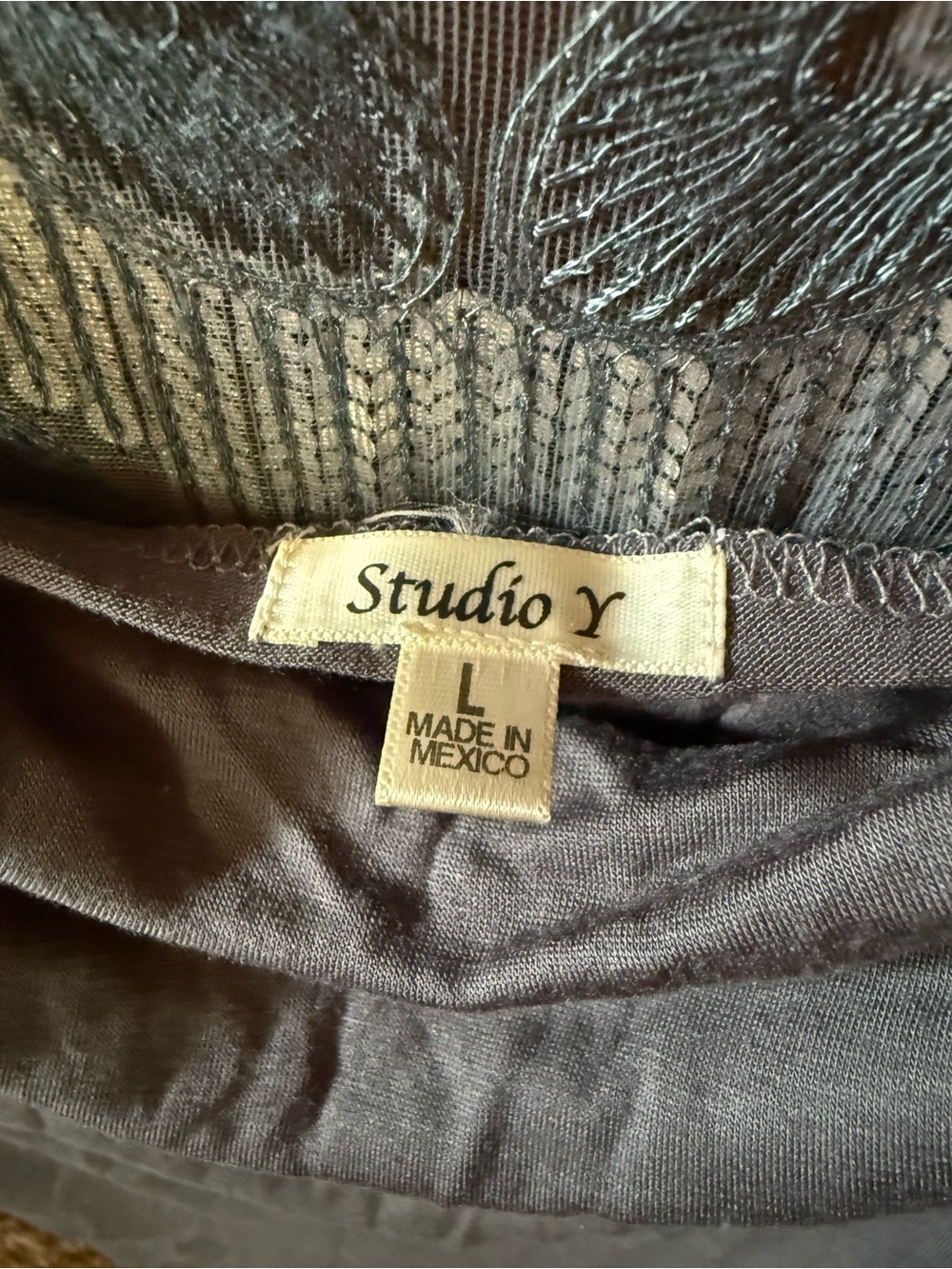 Studio Y Charcoal Gray Embroidered V-Neck Tunic - Picture 4 of 5